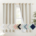 NICETOWN Natural 100% Blackout Short Curtains 63 inches Lenghth Burg for Kitchen, 2 Panels, Burlap Linen Drapes with Thermal Insulated White Liner, Keeping Out Cold Air and Heat Panels