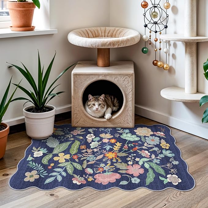 Washable 2x3 Area Rug for Entryway: Easy-Clean Carpet with Non-Slip Backing for Bedroom Kitchen Stain-Resistant Durable Low Pile Floor Mat – Perfect for High-Traffic Areas with Pets (2x3/Purple)