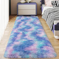 Soft Runner Rugs for Bedroom Hallways, 2x6 Purple Rainbow Fluffy Shag Throw Area Rug Non Slip for Bedside Dorm, Long Shaggy Furry Carpet for Nursery Living Room
