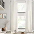 Cream Linen Curtains 192 Inches Long 2 Panels Set for Living Room Extra Long Back Tab Curtains Neutral Farmhouse Light Filtering Semi Sheer Linen Drapes Ceiling to Floor for Large Window 52x192