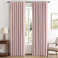 MIULEE 100% Blackout Linen Curtains for Bedroom, Pink Solid Luxury Decor Thermal Insulation Room Darkening Drapes for Living Room Nursery Back Tab Rod Pocket 42 x 72 Inches, 2 Panels