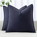 MIULEE Decorative Linen Pillow Covers 20x20 Inch Navy Boho Farmhouse Neutral Couch Throw Pillows for Bed Pack of 2 Accent Modern Pillowcase Summer Sofa Livingroom Home Decor