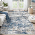XLUEZ 5x7 Area Rugs for Living Room, Washable Modern Abstract Large Area Rug Neutral Soft Non Slip Kids Rug Stain Resistant Indoor Carpet for Bedroom Nursery Dining Room Playroom(BlueWhite, 5'x7')