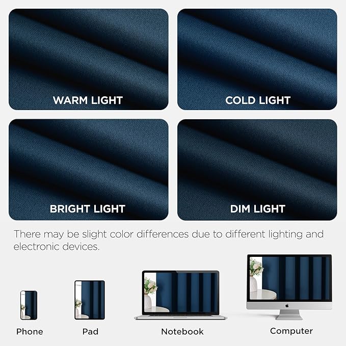 Joydeco Blackout Patio Sliding Door Curtains 84 Inches Long, Grommet Privacy Room Divider Curtains, Extra Wide Thermal Blackout Drapes for Bedroom Living Room (Navy Blue, 70Wx84L, 1 Panel)
