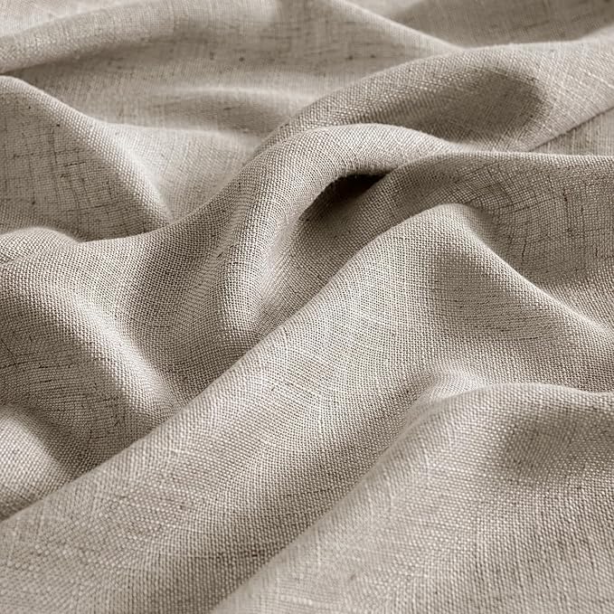 MIULEE Burlywood Birch Linen Curtains 84 Inch Length 2 Panels for Bedroom Living Room, Soft Linen Textured Window Drapes Semi Sheer Light Filtering Back Tab Rod Pocket Farmhouse Burlap Look Decor