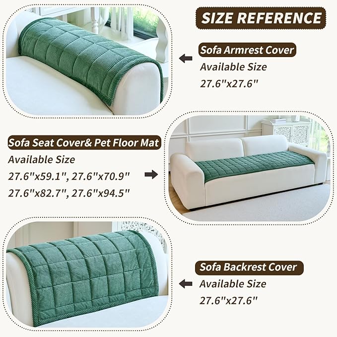 Couch Covers for Dogs Washable, Non Slip Couch Covers for Loveseat Sofa Pet Friendly, Soft Fuzzy Sofa Covers for Pet, Dog Couch Cover Furniture Protector(1PC,Green,27.6"x27.6")