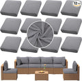 Outdoor Cushion Covers Set,12PCS Patio Furniture Couch Seat Slipcovers, Replacement for Sofa Sectional Chair(Cover，Only)