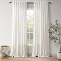 Nanspring Natural Linen Curtains 120 Inches Long for Living Room Light Filtering Sheer Curtains Back Tab and Rod Pocket Farmhouse Floor to Ceiling Curtain for Bedroom High Window 52x120, 2 Panels