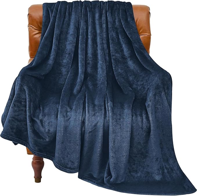 BEDELITE Fleece Blanket Navy Blue Throw Blanket for Couch & Bed, Luxury Plush Cozy Fuzzy Blanket 50" x 70", Super Soft Warm Lightweight Fall Throw Blanket for Travel Camping