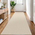 KOZYFLY Runners for Hallways 3x8 ft Washable Kitchen Runner Non Slip Rubber Backed Hall Runners Cotton Entryway Runner Rugs Floor Carpet for Indoor Backdoor Bedroom Kitchen, Ivory/Khaki