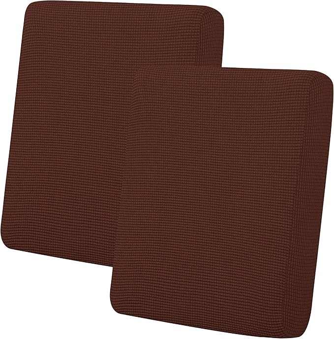 Easy-Going Stretch Individual Loveseat Couch Cushion Cover Sofa Cushion Furniture Protector Sofa slipcover Soft Flexibility with Elastic Bottom (2-Piece Loveseat Cushion Cover, Coffee)