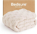 Bedsure GentleSoft Cream Throw Blanket for Couch - Checkered Fleece Blankets Gifts for Kids Girls, Cute Soft Cozy Throw for Bedroom Home Decor Gifts, 50x60 Inches