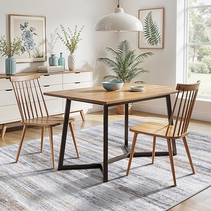 5x7 Area Rug for Living Room: Non-Slip Washable Rugs for Dining Room Bedroom Study Home Office - Easy-to-Clean Stain and Water Resistant Carpet - Soft Low-Pile Mat Beige Grey
