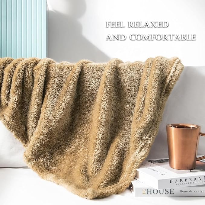 Exclusivo Mezcla Plush Fuzzy Fleece Bed Blanket King Size, Super Soft, Fluffy and Warm Blankets for Couch, Bed, All Season (Brown, 90x104 inches)