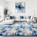 Ophanie Blue White and Grey Area Rugs for Living Room 9x12, Fluffy Shag Large Fuzzy Plush Soft Carpets, Floor Shaggy Rugs for Bedroom, Carpet for Kids Boys Girls Dorm Nursery Home Decor Aesthetic