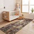 2x6 Brown Rug Runners for Hallways Kitchen Runner Rug Non Slip Washable Coffee Long Runner Rugs with Rubber Backing Soft Abstract Carpet Runner for Bedroom, Kitchen, Bathroom, Entryway