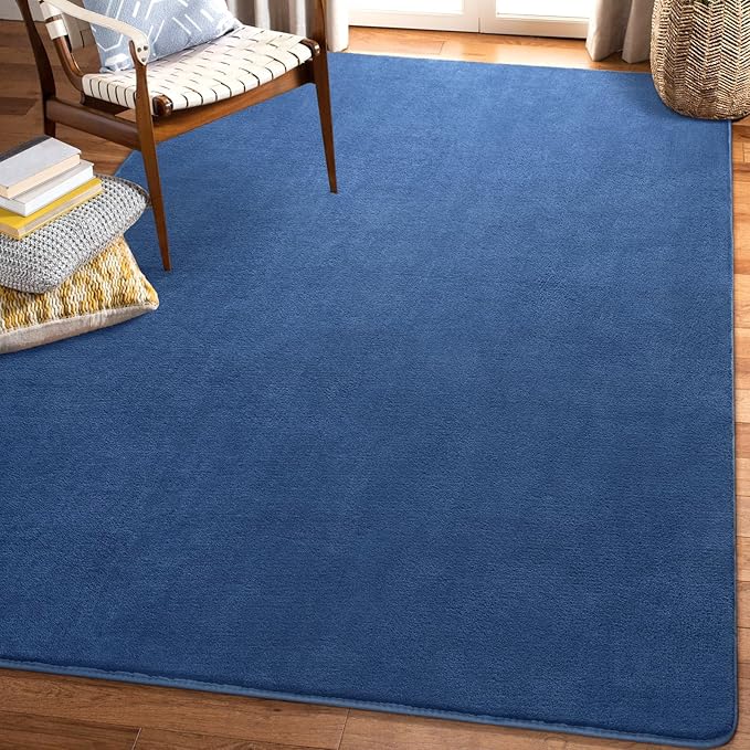 Amearea Modern Soft Hallway Runner Rug, 2x6 Feet Washable Runner Rugs for Hallway, Blue Fluffy Rug Bedroom Bedside Rugs, Non Slip Memory Foam Rug Carpet for Entrance Kitchen Living Room Decor