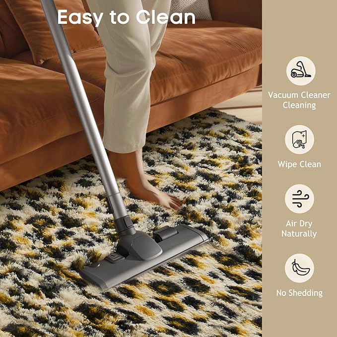 Ophanie Leopard Rugs for Living Room Bedroom, Fluffy Soft Fuzzy Cheetah Print Area Rug, Plush Shaggy Bedside Floor 5x8 Furry Carpet for Kids Baby Teen Dorm Nursery Home Decor Aesthetic