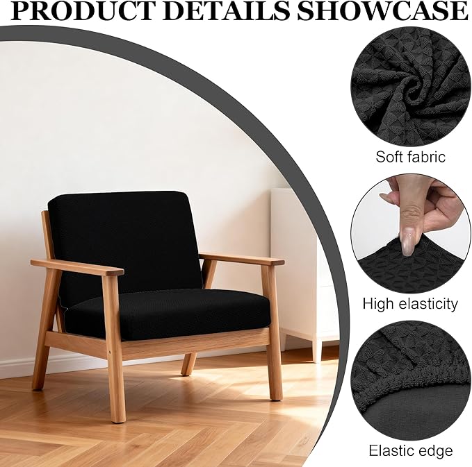 4Pcs Patio Stretch Cushion Covers,Outdoor Sofa Replacement Cover Slipcovers for Patio Furniture Cushion Covers, Washable Reusable Furniture Protector