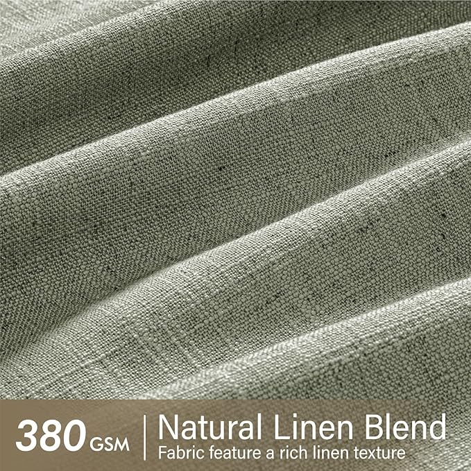 MIULEE Pinch Pleated Thick Linen Curtains 102 Inches Long 2 Panels for Living Room Bedroom, Memory Trained Drapes Pleat Back Tab Light Filtering Boho Sage Green Window Curtains with Hooks