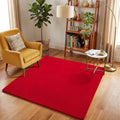 Amearea 4x4 Square Area Rugs for Bedroom Living Room, Modern Red Thickened Memory Foam Rug, Fluffy Indoor Washable Rug Non Slip Minimalist Carpet for Entryway Kids Boys Girls Dorm Nursery Room Decor