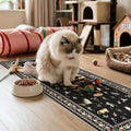 2x6 Washable Kitchen Runner Rug - Soft Low Pile Floral Animal Cat Print Rugs with Non-Slip Backing Waterproof Stain-Resistant Indoor Carpet for Hallway Entryway Bathroom Bedroom (Black)
