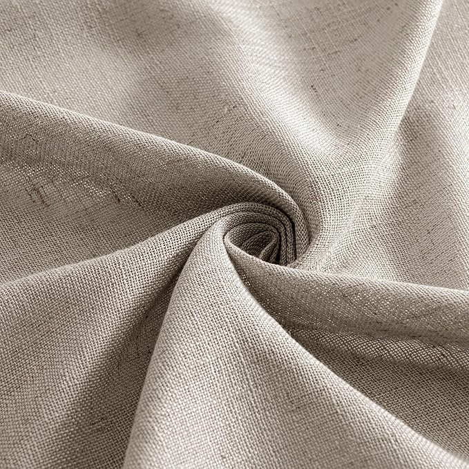 MIULEE Burlywood Birch Linen Curtains 96 Inches Long 2 Panels for Bedroom Living Room, Soft Linen Textured Window Drapes Semi Sheer Light Filtering Back Tab Rod Pocket Farmhouse Burlap Look Decor