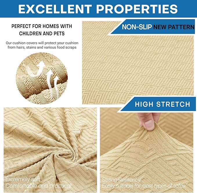 XINEAGE 2026 New 4 Pieces Couch Covers for 3 Cushion Couch Super Stretch Thick Soft Sofa Cover Anti Slip Sofa Slipcover Dogs Cats Furniture Protector (Beige, 71"-91")