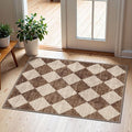 Front Door Rug - 2x3 Brown Beige Non-Slip Washable Doormat Indoor Outdoor Mat Outside Entrance Entry Rug Checkered Diamond Small Area Rugs for Entryway Bedroom Kitchen Front Porch Decor
