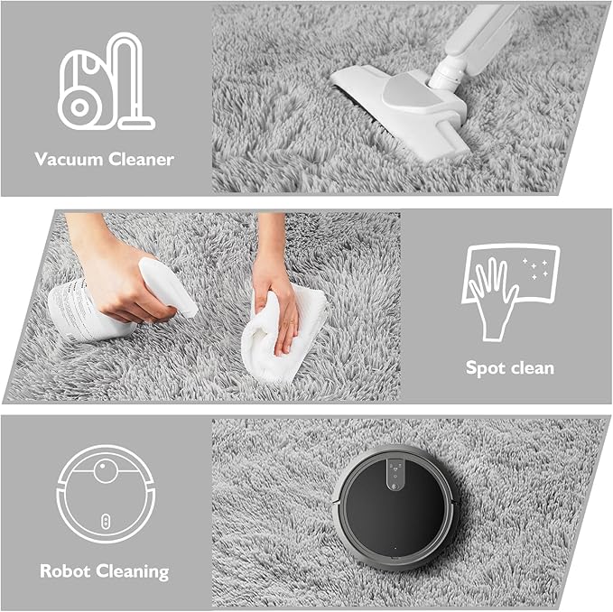 6x9 Fluffy Area Rug for Living Room,Shag Area Rugs for Bedroom,Grey Soft Fuzzy Rug Non-Shedding Indoor Plush Carpet for Kids Bedroom Nursery Dorm Home Decor
