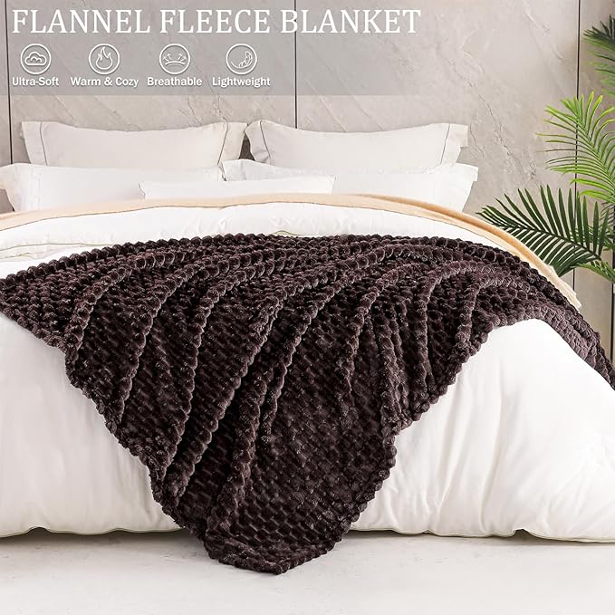 Exclusivo Mezcla Fleece Twin Blanket for Bed, Extra Large Fuzzy Coffee Bed Blankets, Soft Cozy Plush Sofa Throws for All Seasons, 60x80 Inches