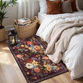 2x4 Entryway Runner Rugs, Non Slip Washable Rugs with Rubber Backing Soft Floral Carpet Runner for Kitchen, Laundry, Bedroom, Bathroom(2 x 4, Purple Lawn)