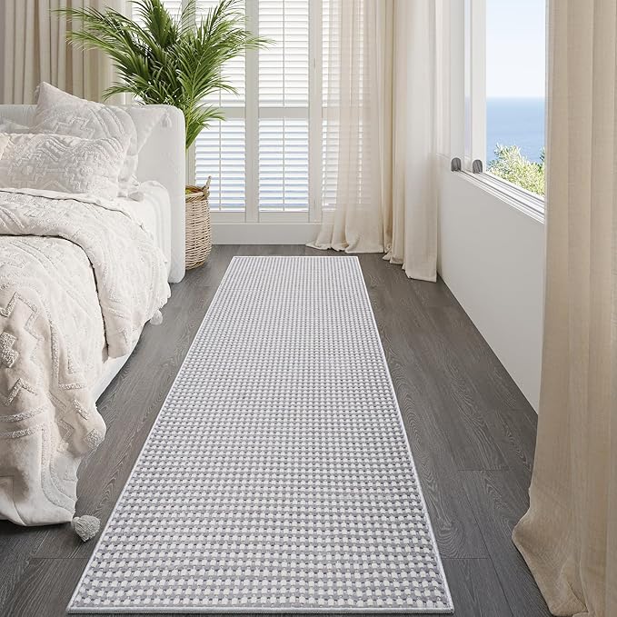 YDKGL Boho 2x8 ft Runners for Hallways Extra Long Woven Washable Kitchen Runner Mat Rugs Non Slip, Soft Entryway Laundry Hall Floor Runner Carpet for Indoor Backdoor Bedroom Hallway Living Room, Gray