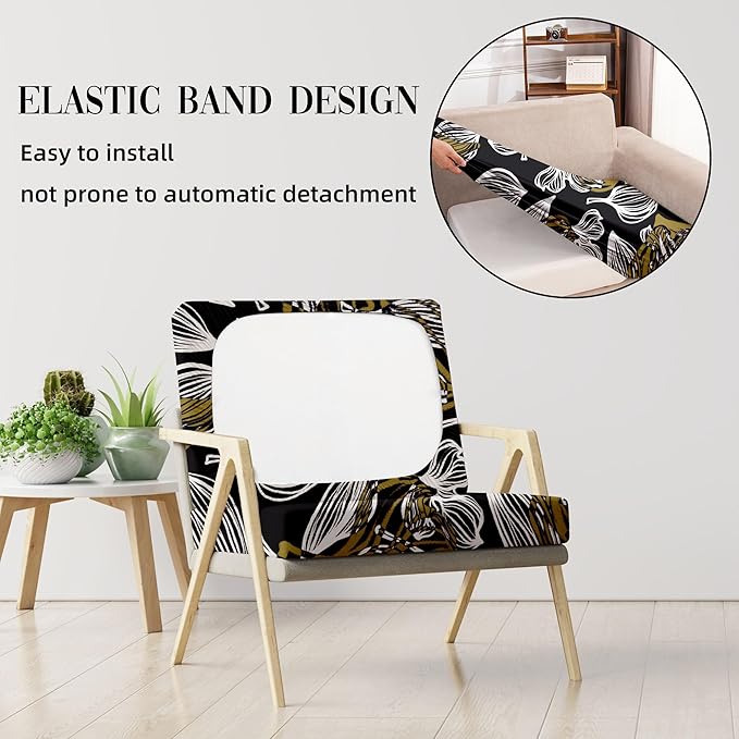 8Pcs Outdoor Cushion Covers, Patio Cushion Covers,Stretch Elastic Slipcovers, Replacement Washable & Reusable Furniture Protector for Patio Couch (Herbal-Pattern,Cover Only)