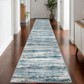 KOZYFLY Modern Abstract Hallway Runner Rug,2.6x14 Washable Rug Runner Non-Slip Soft Striped Kitchen Runner Rugs, Print Blue Carpet Runner for Entryway Bathroom Laundry Room Foyer