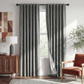 RYB HOME 100% Blackout Linen Textured Curtains 84 inches Long, Thermal Insulating Privacy Energy Saving for Bedroom Living Room Window Office Theater Baby Nursery, W 52 x L 84 in, Grey, 2 Panels