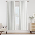 Guken White 100% Blackout Linen Curtains 52 Inch Wide by 70 Inch for Living Room Bedroom Back Tab Thermal Insulated Black Out Linen 2 Drapes Room Darkening Window Curtains