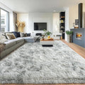 Pionblank 8x10 Rug for Living Room, Fuzzy Plush Large Area Rug, Fluffy Modern Shag Non Slip Soft Furry Carpet for Bedroom Kids Room Nursery Teens Dorm Home Decor, Tie Dye Grey