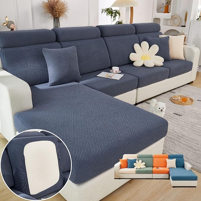 Soothing Home Sofa Covers, Sofa Hero Covers, Wear-Resistant Universal Couch Covers Washable Stretch Sectional Couch Cushion Covers (Metal Grey,Extra Large Seat Cover)