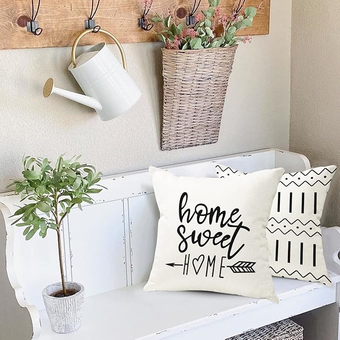 YCOLL Pillow Covers 20x20 Set of 4, Modern Sofa Throw Pillow Cover, Decorative Outdoor Linen Fabric Pillow Case for Couch Bed Car, Cream