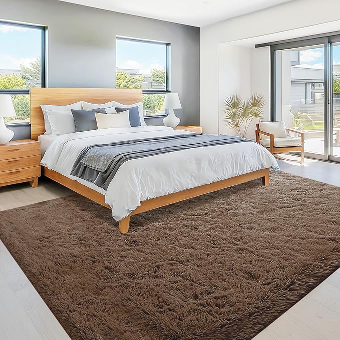 8x10 Area Rugs for Living Room: Fluffy Shag Soft Washable Rug Large Fuzzy Plush Indoor Carpet for Bedroom Nursery Playroom Kids Girls Boys Room (Coffee, 8'x10')