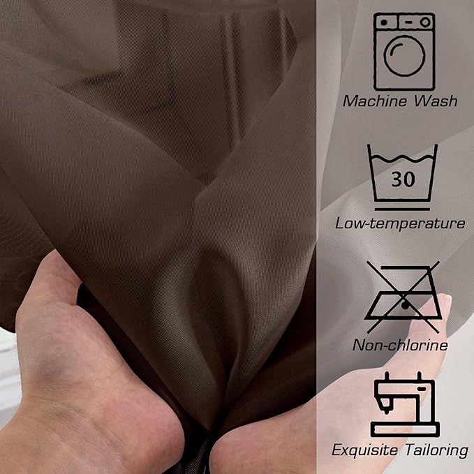 OWENIE Sheer Curtains, Chocolate Sheer Curtains 78 inch Length 2 Panels Set, Rod Pocket Voile Fimly Sheer Drapes for Living Room/Bedroom, 2pcs, Each 42" W x 78" L