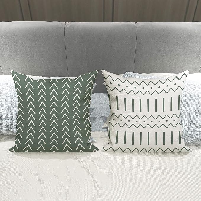 YCOLL Pillow Covers 20x20 Set of 4, Modern Sofa Throw Pillow Cover, Decorative Outdoor Linen Fabric Pillow Case for Couch Bed Car, Aqua Green