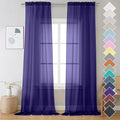 OVZME Purple Sheer Curtains 108 Inches Long, Light Filtering Semi Transparent Lightweight Voile Rod Pocket Window Curtains for Bedroom, Living Room, W42 x L108, Set of 2 Drape Panels