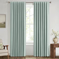 MIULEE 100% Blackout Linen Curtains for Bedroom, Seafoam Green Solid Luxury Decor Thermal Insulation Room Darkening Drapes for Living Room Nursery Back Tab Rod Pocket 42 x 84 Inches, 2 Panels