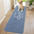 Smiry Dog Door Mat for Muddy Paws, Absorbent Dirt Trapper Non Slip Quick Dry Washable Chenille Mat for Mud Dogs, Entry Rug for Indoor and Outdoor (70x24 Inches, Airy Blue and White)