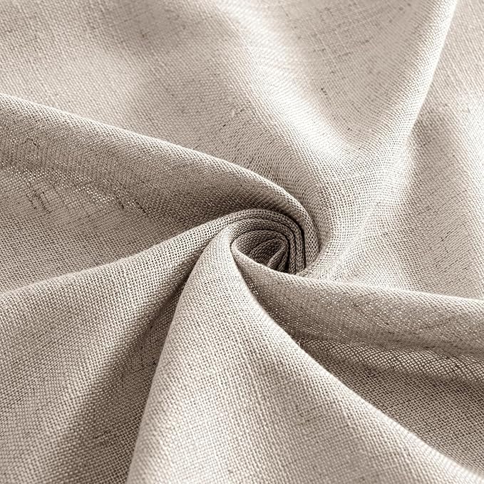 MIULEE Natural Linen Curtains 96 Inches Long 2 Panels for Bedroom Living Room, Soft Linen Textured Window Drapes Semi Sheer Light Filtering Back Tab Rod Pocket Farmhouse Modern Burlap Look Decor