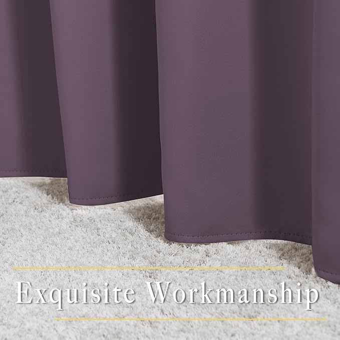 NICETOWN Plum Curtains and Drapes for Living Room - Extra Long Room Darkening Thermal Insulated Solid Window Blackout Draperies (Plum, 1 Pair, 52 x 95-Inch)
