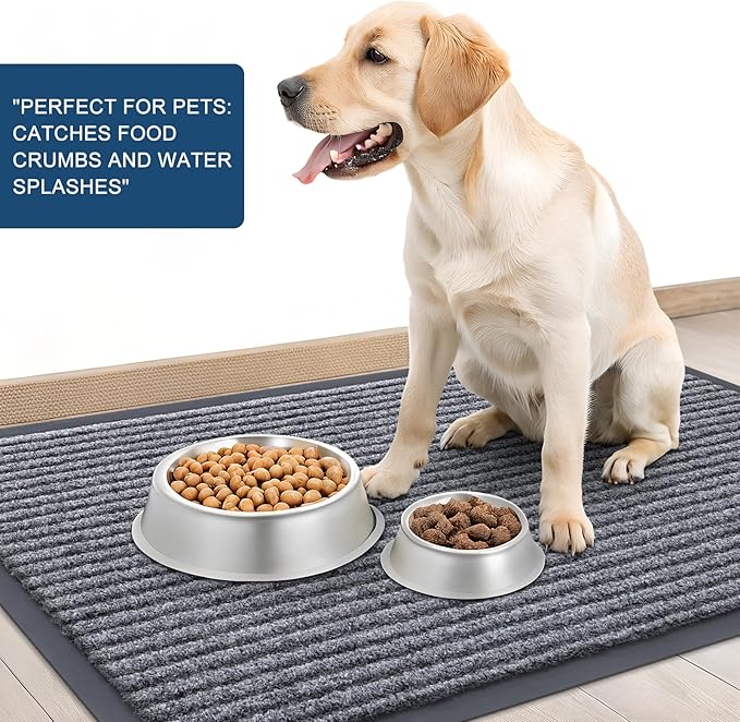 OLANLY Front Door Mat Indoor Outdoor Entrance, Waterproof Heavy Duty Doormat, Fade Resistant, Low Profile, Easy Clean Patio Porch Welcome Floor Mats for Entry, 71x34, Light Gray