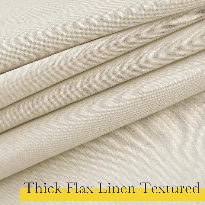 NICETOWN Thick Linen 100% Blackout Bedroom Curtains 108 inches Long, Bronze Grommet 2 Layers with White Liner Window Treatments Sound Reducing for Living Room, Natural, W52 x L108, 2 Panels